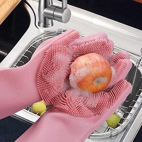 Multipurpose Silicone Cleaning Gloves with Scrubber for Dishwashing,