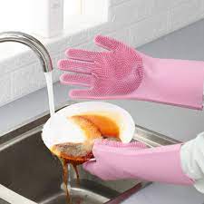 Multipurpose Silicone Cleaning Gloves with Scrubber for Dishwashing,